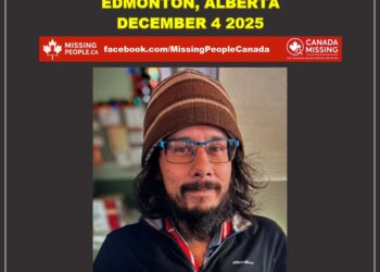 Photo of missing man William Tremblay, age 40, from Edmonton, Alberta (Indigenous male with brown hair, beard, blue-framed glasses).