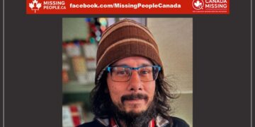 Photo of missing man William Tremblay, age 40, from Edmonton, Alberta (Indigenous male with brown hair, beard, blue-framed glasses).