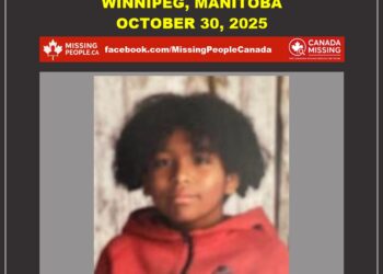 Photo of missing male child Miguel Jordan Xavier Cook-Smith, age 12, from Winnipeg, Manitoba.