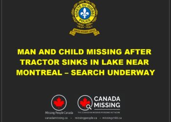 Lanaudière region near Saint-Zénon, Quebec, with emergency response teams searching after a tractor sank.