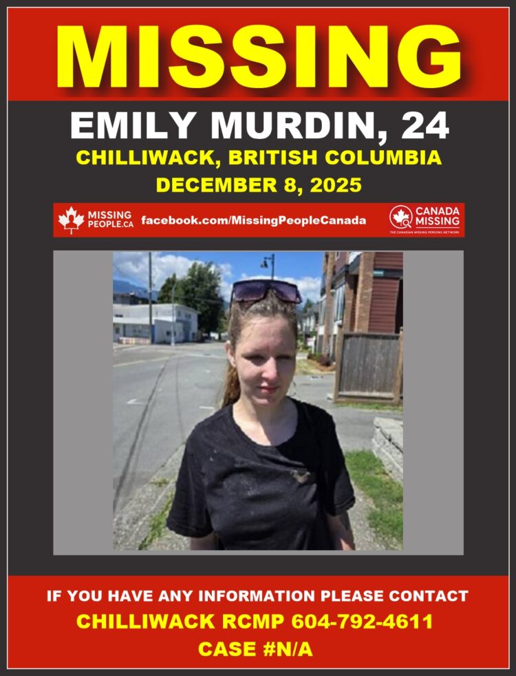 Photo of missing woman Emily Murdin, age 24, from Chilliwack, British Columbia.
