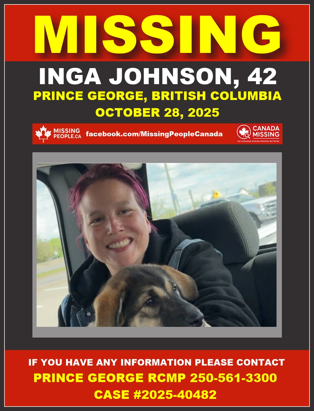 Photo of missing woman Inga Johnson, age 42, from Prince George, British Columbia.