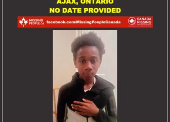 Photo of missing male youth Jayden, age 12, from Ajax, Ontario.