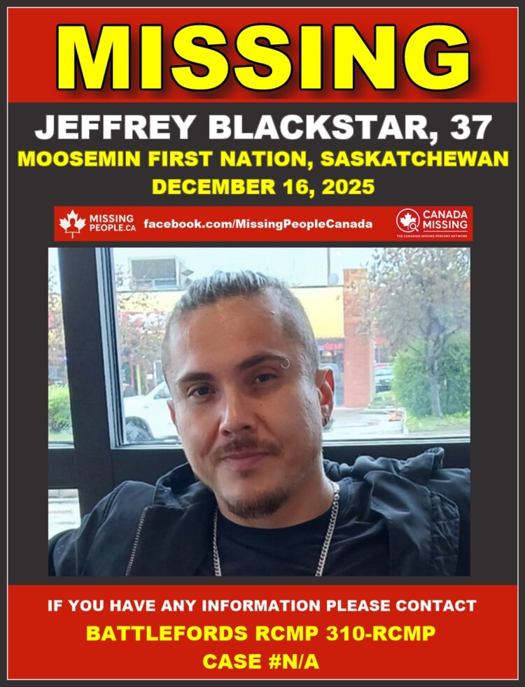 Photo of missing man Jeffrey Blackstar, age 37, from Moosomin First Nation, Saskatchewan.