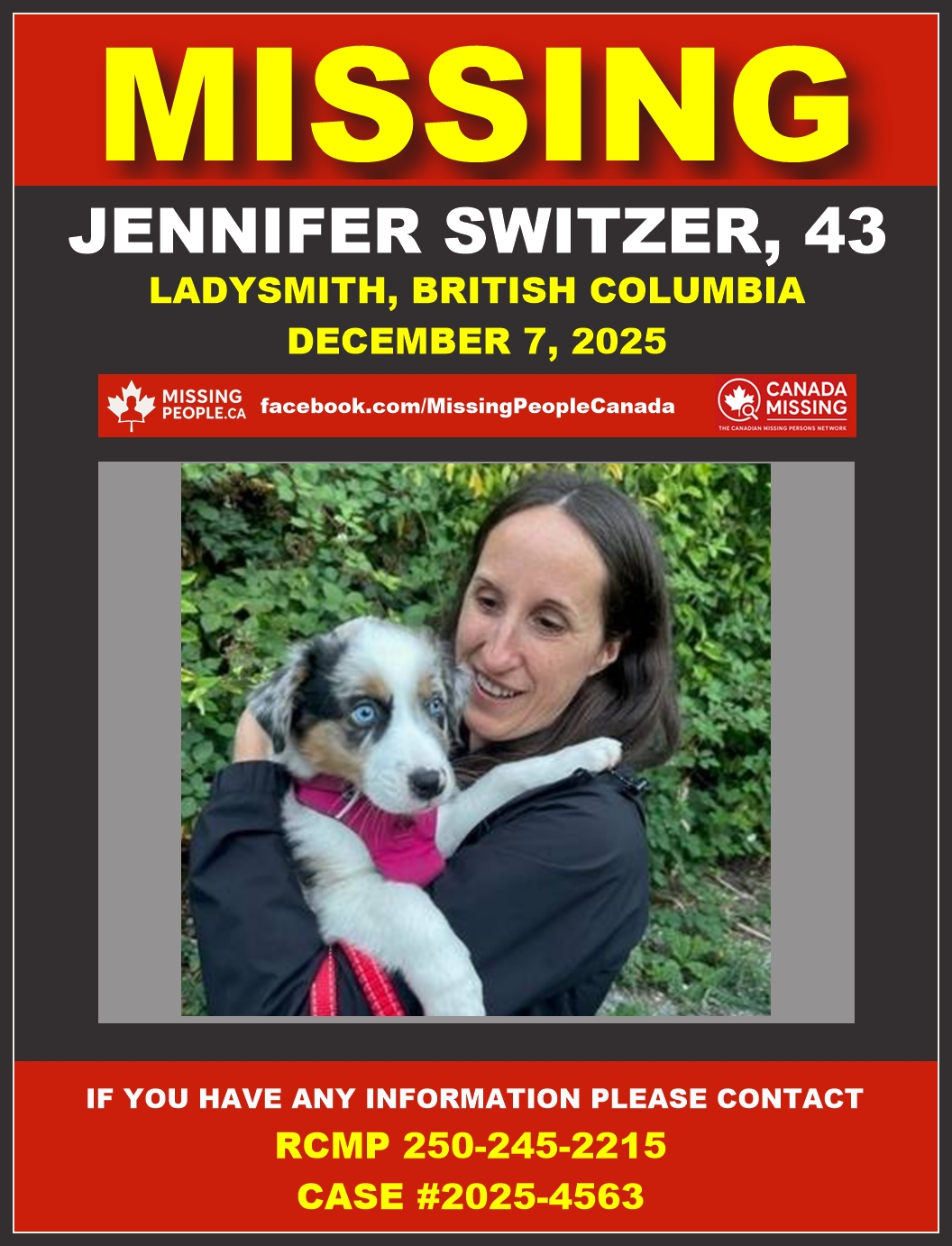 Photo of missing woman Jennifer Switzer, age 43, from Ladysmith, British Columbia.