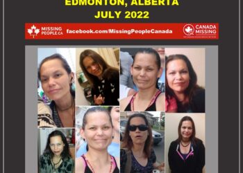 Photo of missing Indigenous woman Magdalene “Maggie” Oerlemans, age 43, missing from Edmonton, Alberta since July 2022.