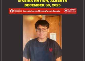 Photo of missing boy Rhylinn, age 15, from Siksika Nation, Alberta