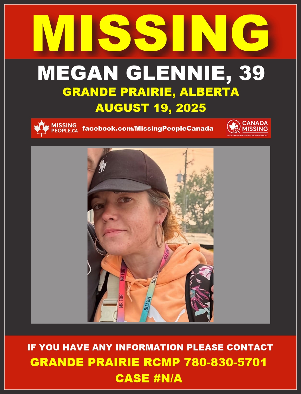 Photo of missing woman Megan Glennie, age 39, from Grande Prairie, Alberta.