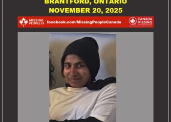 Photo of missing woman Reena, age 37, dark brown hair, thin build, from Brantford, Ontario.