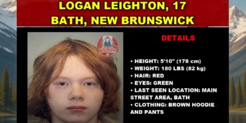 Photo of missing boy Logan Leighton, age 17, from Bath, New Brunswick