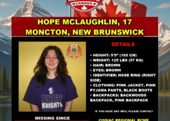 Photo of missing girl Hope McLaughlin, age 17, from Moncton, New Brunswick