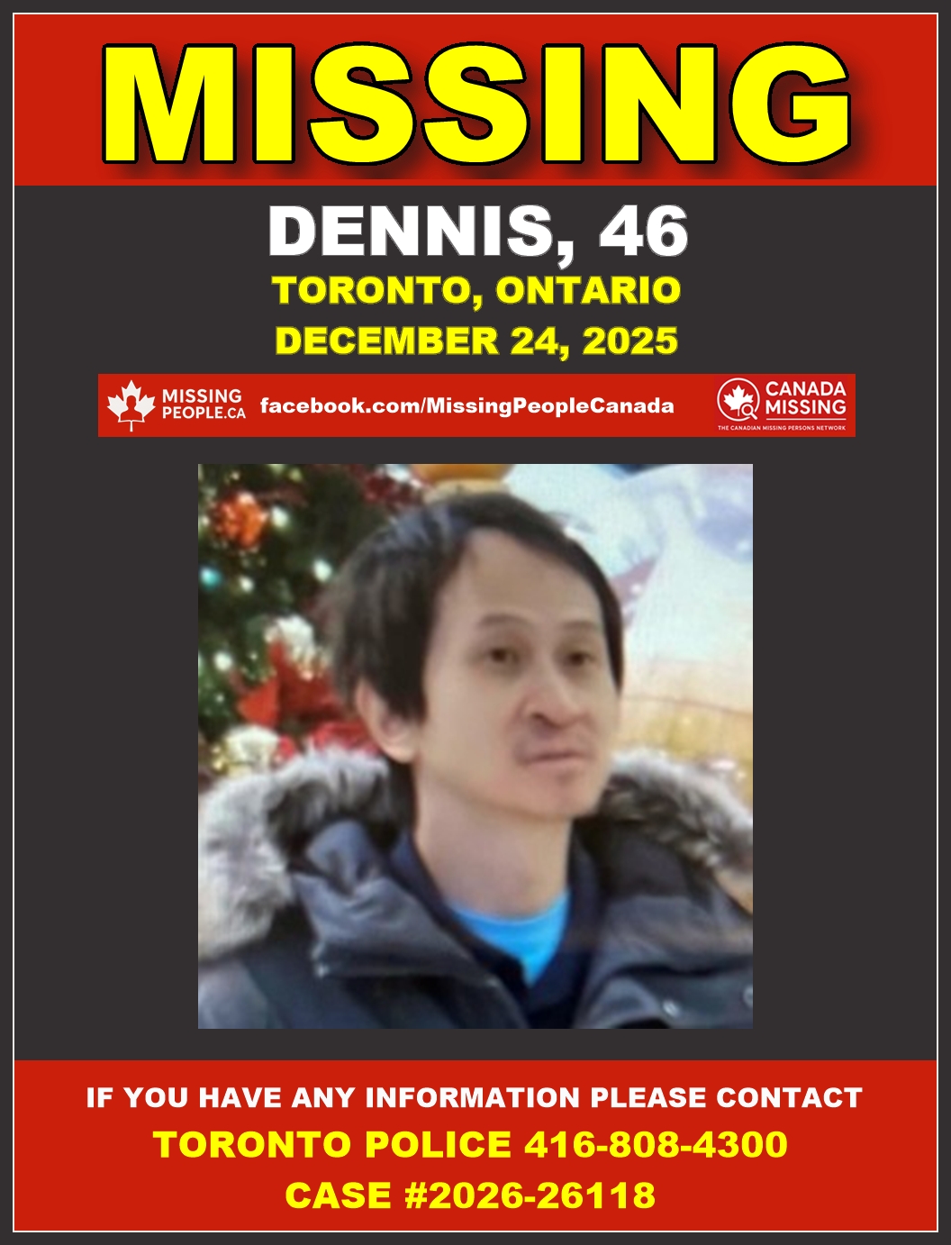Photo of missing person Dennis, age 46, from Toronto, Ontario