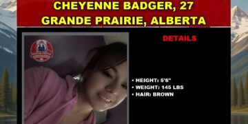 Photo of missing woman Cheyenne Badger, age 27, from Grande Prairie, Alberta