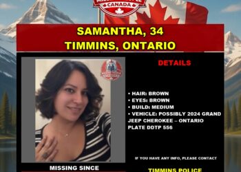 Photo of missing woman Samantha, age 34, from Timmins, Ontario