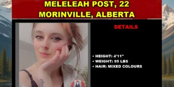 Photo of missing woman Meleleah Post, age 22, from Morinville, Alberta