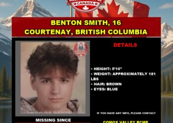 Photo of missing boy Benton Smith, age 16, from Courtenay, British Columbia