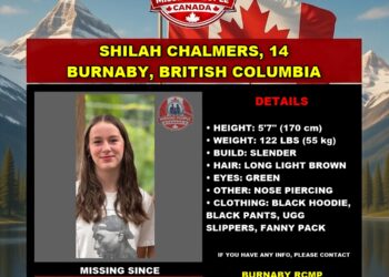 Photo of missing girl Shilah Chalmers, age 14, from Burnaby, British Columbia