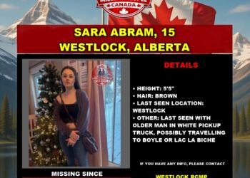 Photo of missing girl Sara Abram, age 15, from Westlock, Alberta