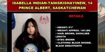 Photo of missing girl Isabella Indian-Taniskishayinew, age 14, from Prince Albert, Saskatchewan