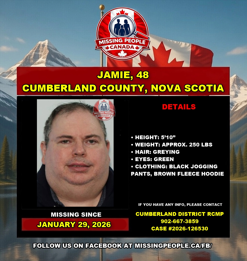 Photo of missing man Jamie, age 48, from Cumberland County, Nova Scotia.