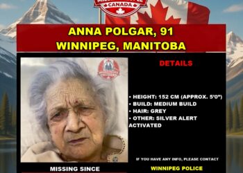 Photo of missing senior Anna Polgar, age 91, from Winnipeg, Manitoba