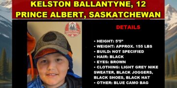 Photo of missing boy Kelston Ballantyne, age 12, from Prince Albert, Saskatchewan.