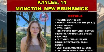 Photo of missing girl Kaylee, age 14, from Moncton, New Brunswick.