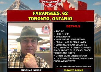 Photo of missing person Faransees, age 62, from Toronto, Ontario