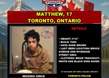 Photo of missing youth Matthew, age 17, from Toronto, Ontario