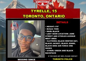 Photo of missing youth Tyrelle, age 15, from Toronto, Ontario