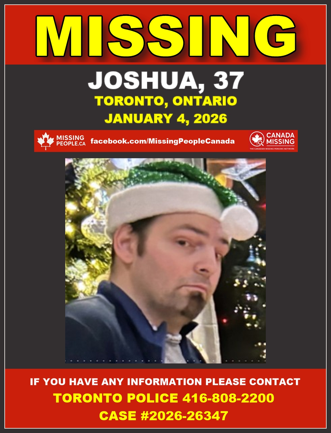 Photo of missing man Joshua, age 37, from Toronto, Ontario