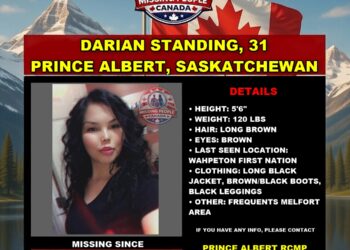 Photo of missing woman Darian Standing, age 31, from Wahpeton First Nation near Prince Albert, Saskatchewan