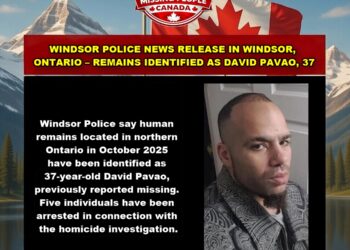 Photo related to Windsor Police news release regarding David Pavao, age 37, from Windsor, Ontario.