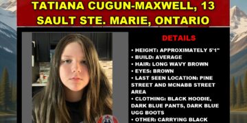 Photo of missing girl Tatiana Cugun-Maxwell, age 13, from Sault Ste. Marie, Ontario