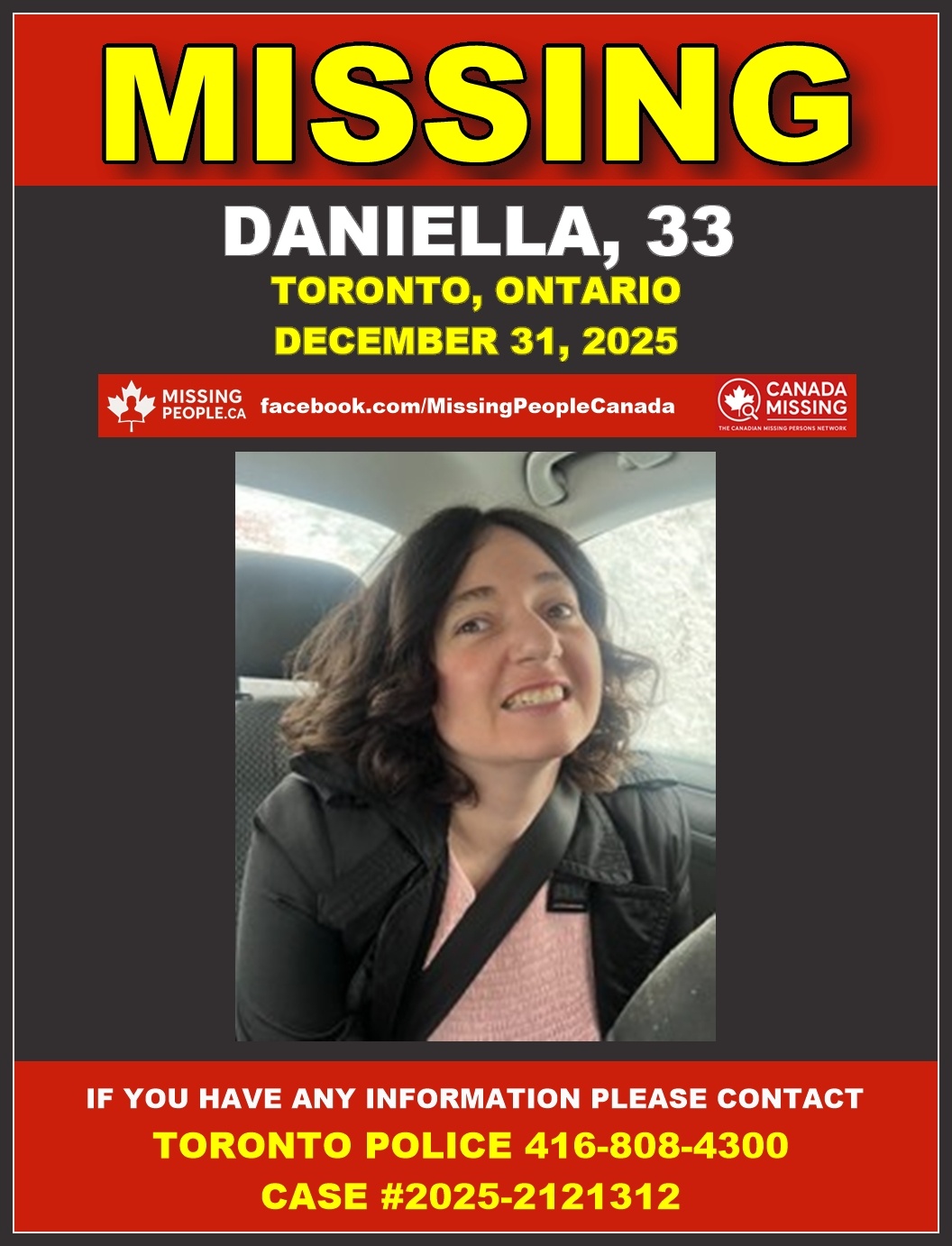 Photo of missing person Daniella, age 33, from Toronto, Ontario