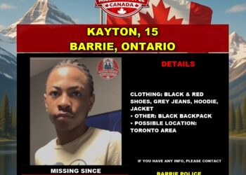 Photo of missing boy Kayton, age 15, from Barrie, Ontario