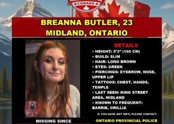 Photo of missing woman Breanna Butler, age 23, from Midland, Ontario