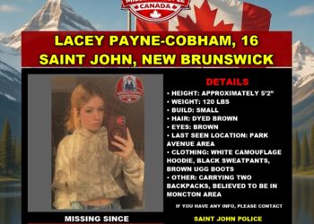 Photo of missing girl Lacey Payne-Cobham, age 16, from Saint John, New Brunswick