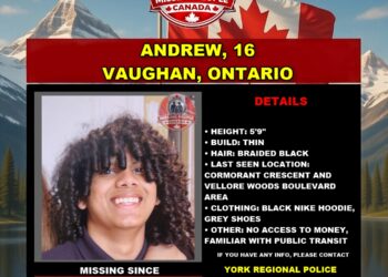 Photo of missing boy Andrew, age 16, from Vaughan, Ontario