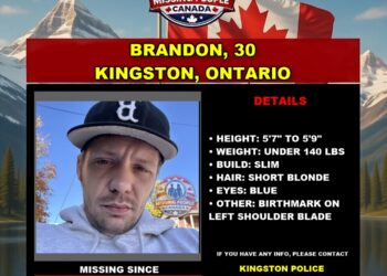 Photo of missing man Brandon, age 30, from Kingston, Ontario