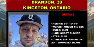 Photo of missing man Brandon, age 30, from Kingston, Ontario