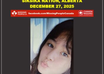 Photo of missing woman Dominique Turningrobe, age 18, from Siksika Nation, Alberta