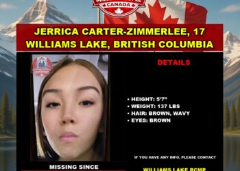 Photo of missing girl Jerrica Carter-Zimmerlee, age 17, from Williams Lake, British Columbia