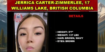 Photo of missing girl Jerrica Carter-Zimmerlee, age 17, from Williams Lake, British Columbia