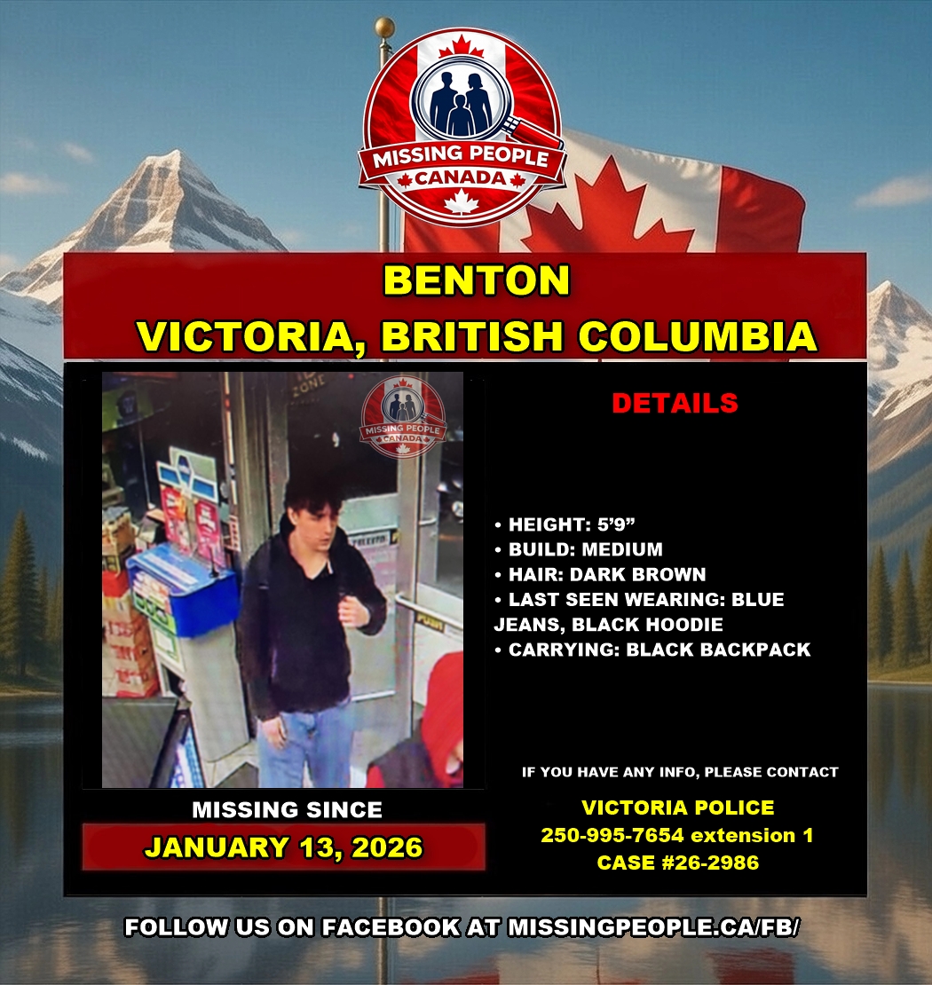 Photo of missing youth Benton from Victoria, British Columbia.