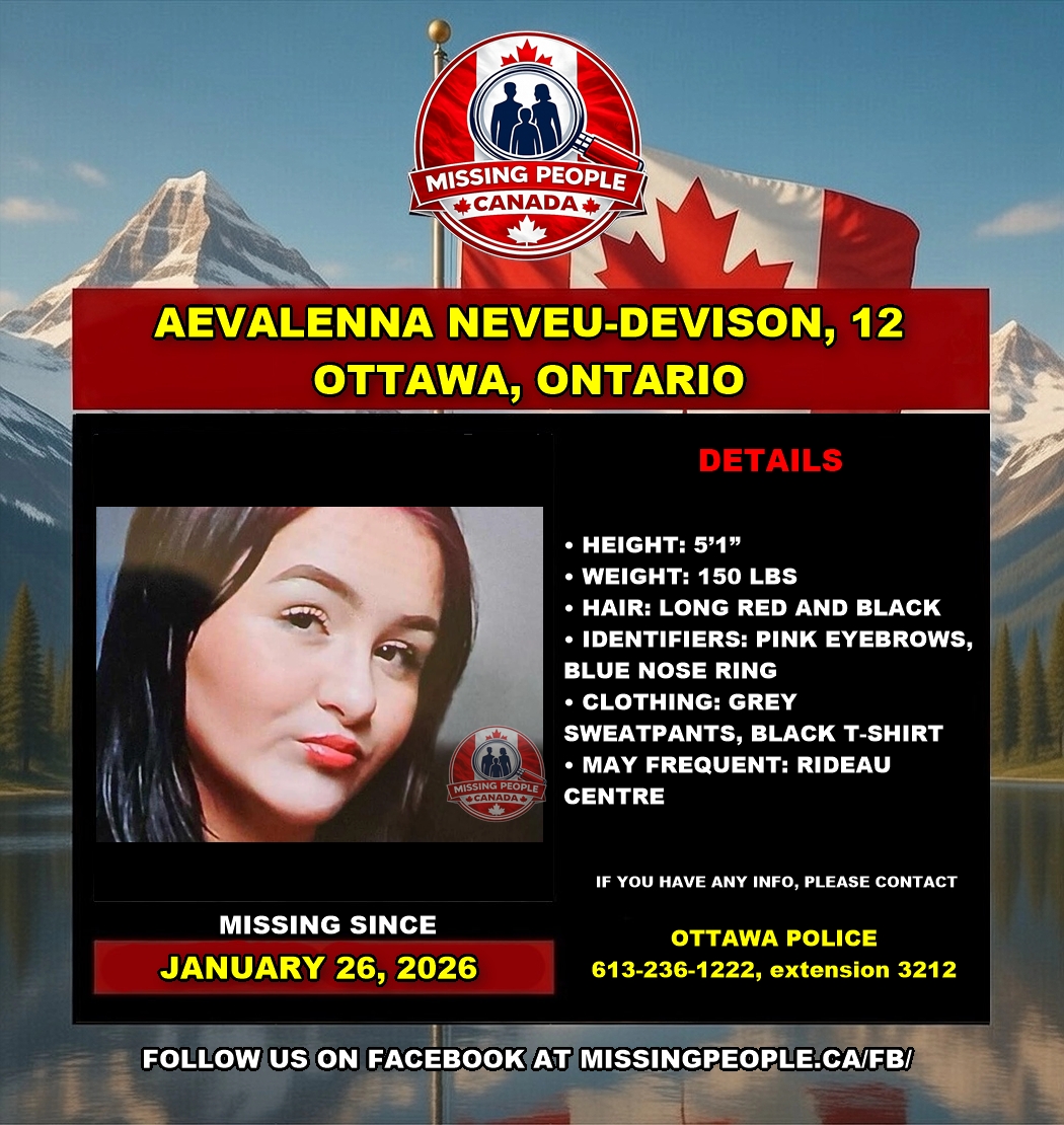 Photo of missing girl Aevalenna Neveu-Devison, age 12, from Ottawa, Ontario