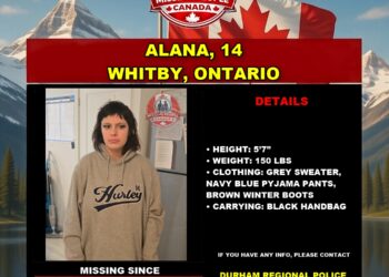 Photo of missing girl Alana, age 14, from Whitby, Ontario