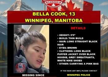 Photo of missing girl Bella Cook, age 13, from Winnipeg, Manitoba