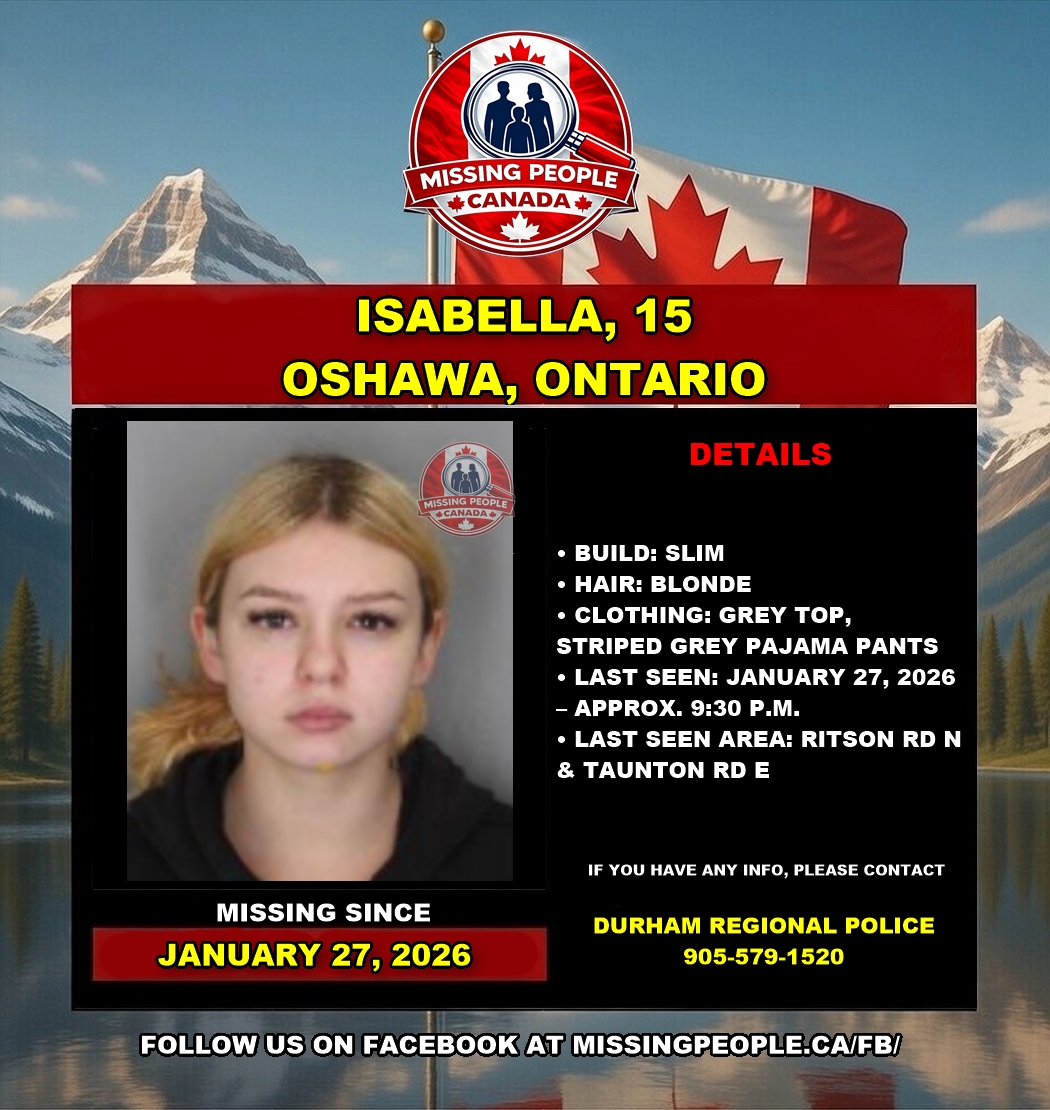 Photo of missing girl Isabella, age 15, from Oshawa, Ontario