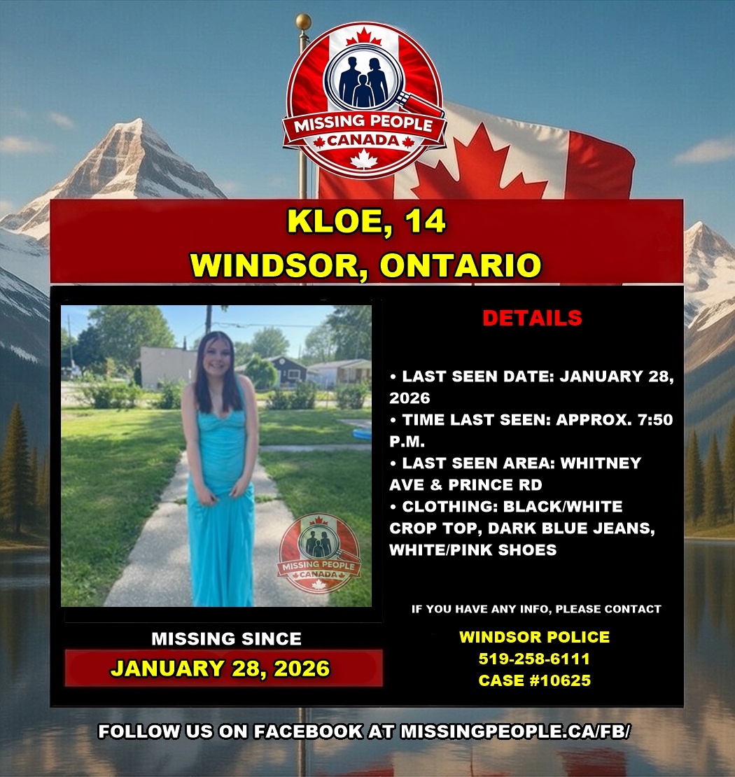 Photo of missing girl Kloe, age 14, from Windsor, Ontario